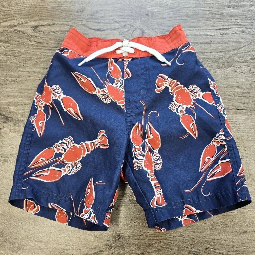Janie and Jack Lobster Swim Trunks Shorts Boys Size 12-18 Month Elastic Lined
